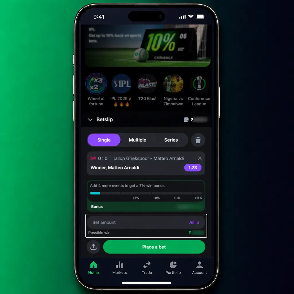 Step-by-step guide showing how to place a sports bet on the Lucky Star sportsbook platform