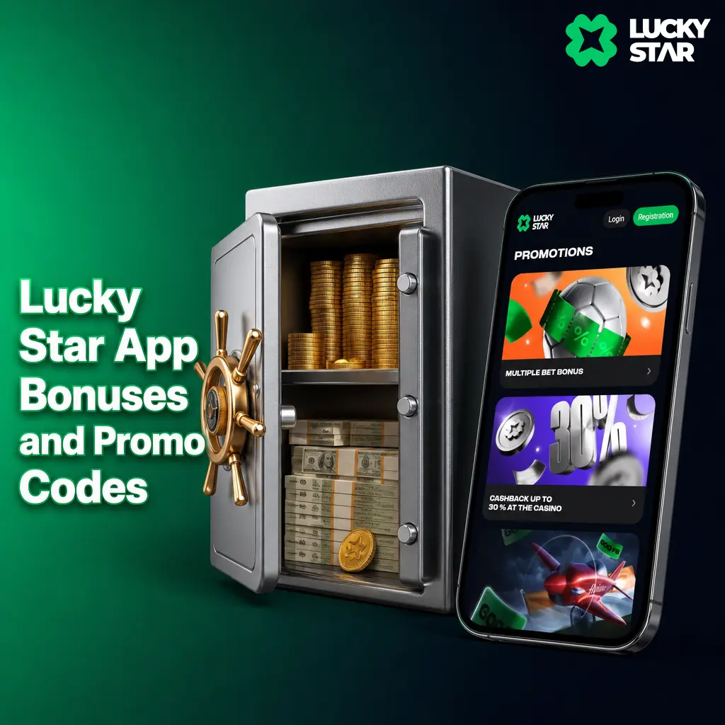 Lucky Star app bonuses: 130 free spins, 200% sports match bonus, and Aviator free bets with promo code entry