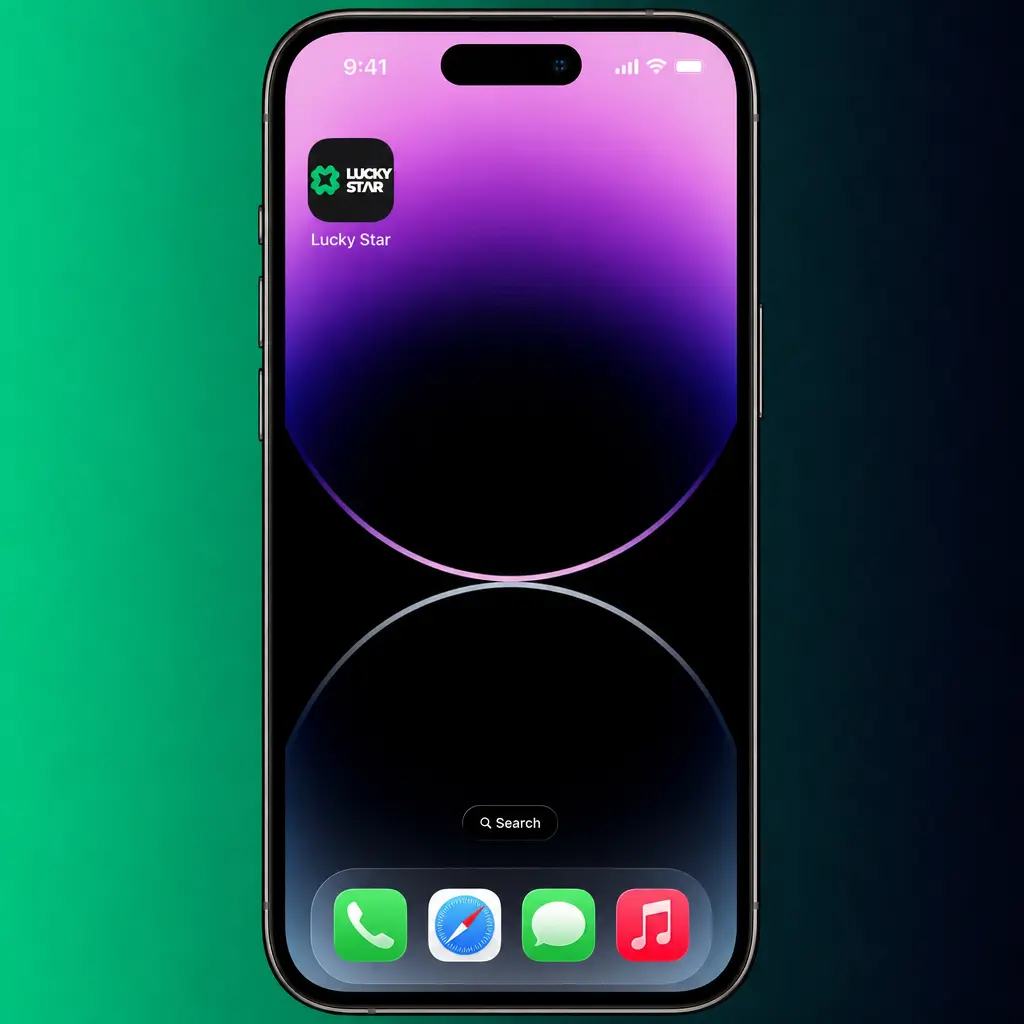 Step-by-step guide showing how to install the Lucky Star app on iPhone and iPad via Safari's Add to Home Screen.