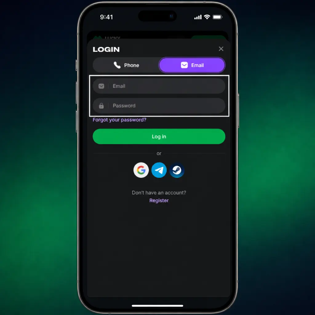 5 step guide showing how to log in to your account using email, password, and login button on any device