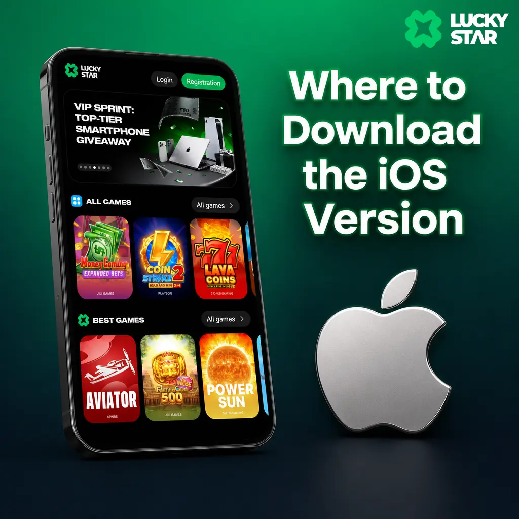 Screenshot showing how to download the iOS version of Lucky Star app via App Store or Safari home screen