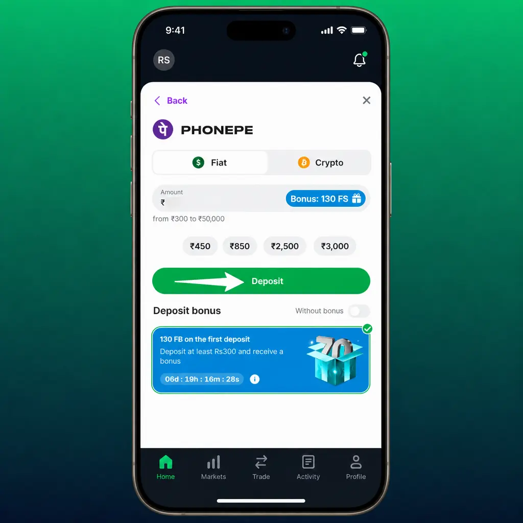 Step-by-step guide showing how to make a quick UPI deposit via the Lucky Star app in under a minute.