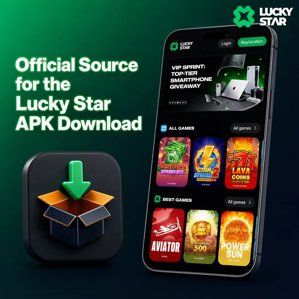 Official Lucky Star APK download button on verified page, avoiding phishing risks from third-party sites